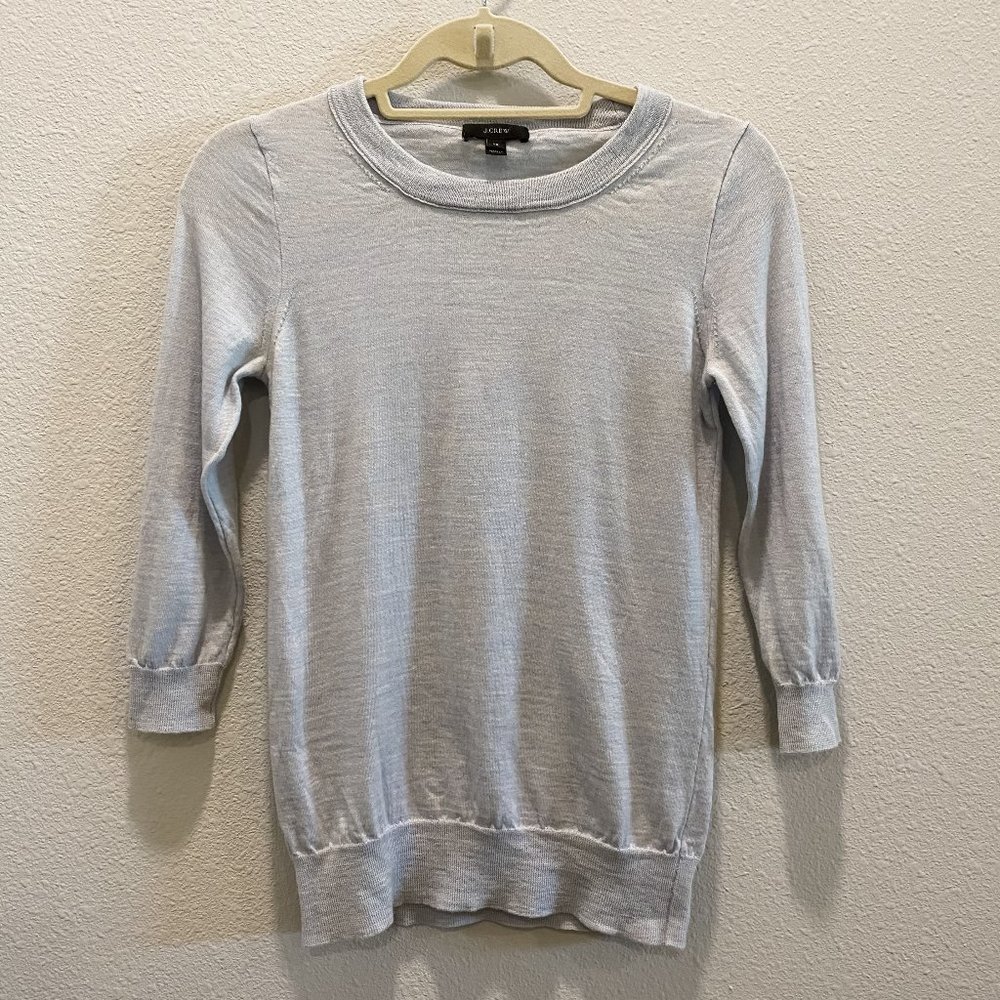 JCREW Tippi Sweater Merino Wool Light Heather Blue